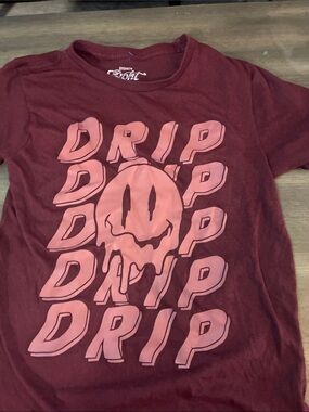 Eighty Eight Maroon Tee with Pink Drip Skull Graphic